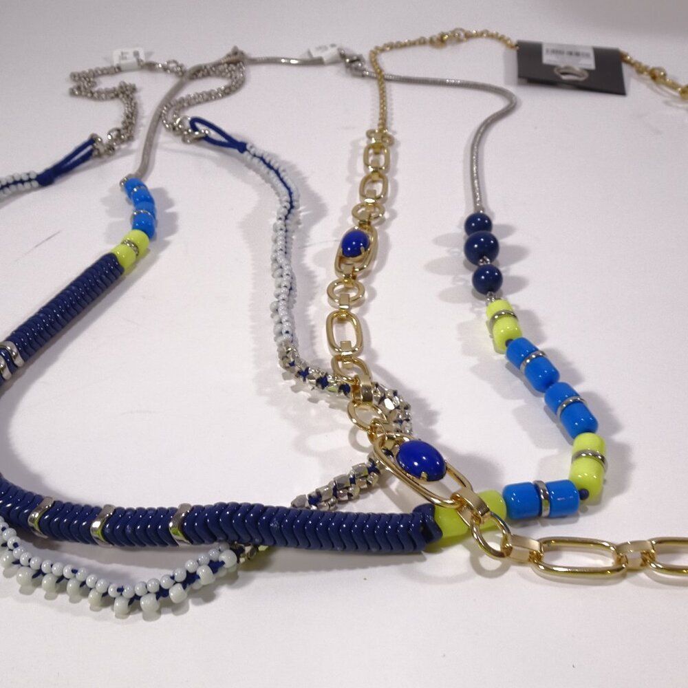 NWT Ann Taylor Banana Republic Trio of Blue Layer Necklace NWT 120 - Picture 4 of 10